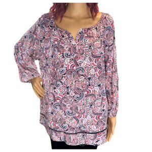Rafaella Weekend Paisley Peasant Blouse size medium